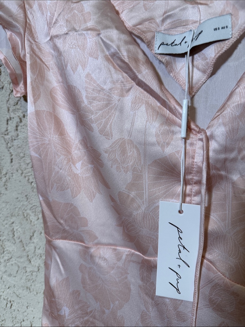 Petal + Pup Blush Floral Satin Maxi Dress NWT Size S - Picture 3 of 5